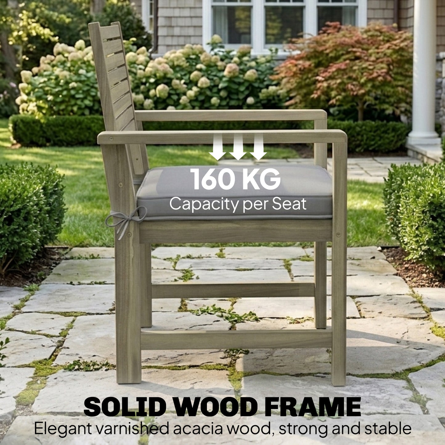 4 Seater Wooden Garden Furniture Set with Loveseat, Armchairs, Table