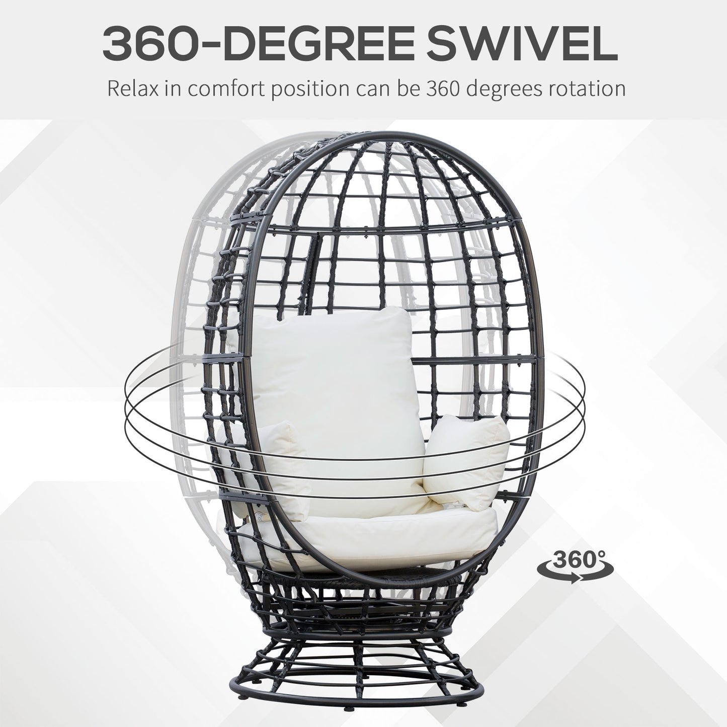 360° Swivel Egg Chair, Garden Rattan Swivel Chair