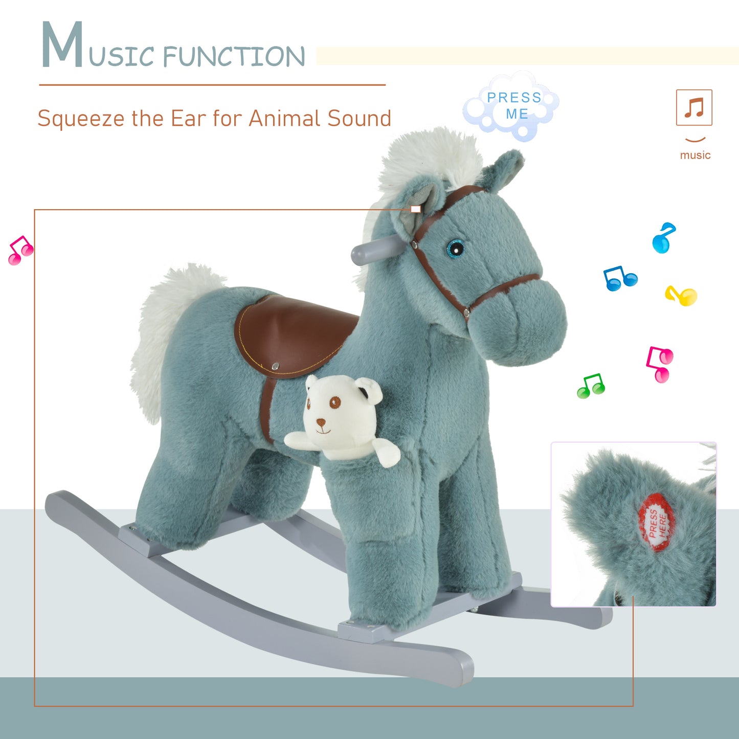 Kids Plush Ride-On Rocking Horse Toy Rocker