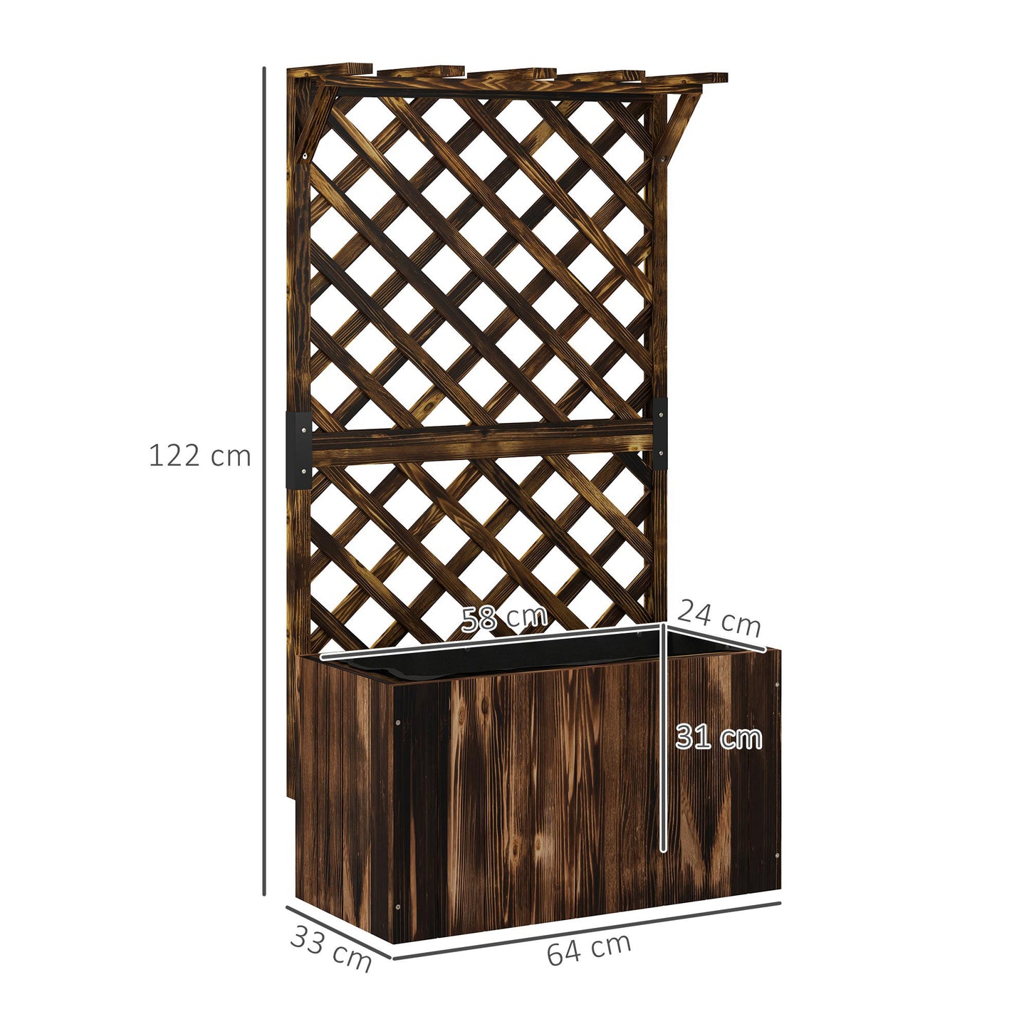 Wooden Planter with Trellis