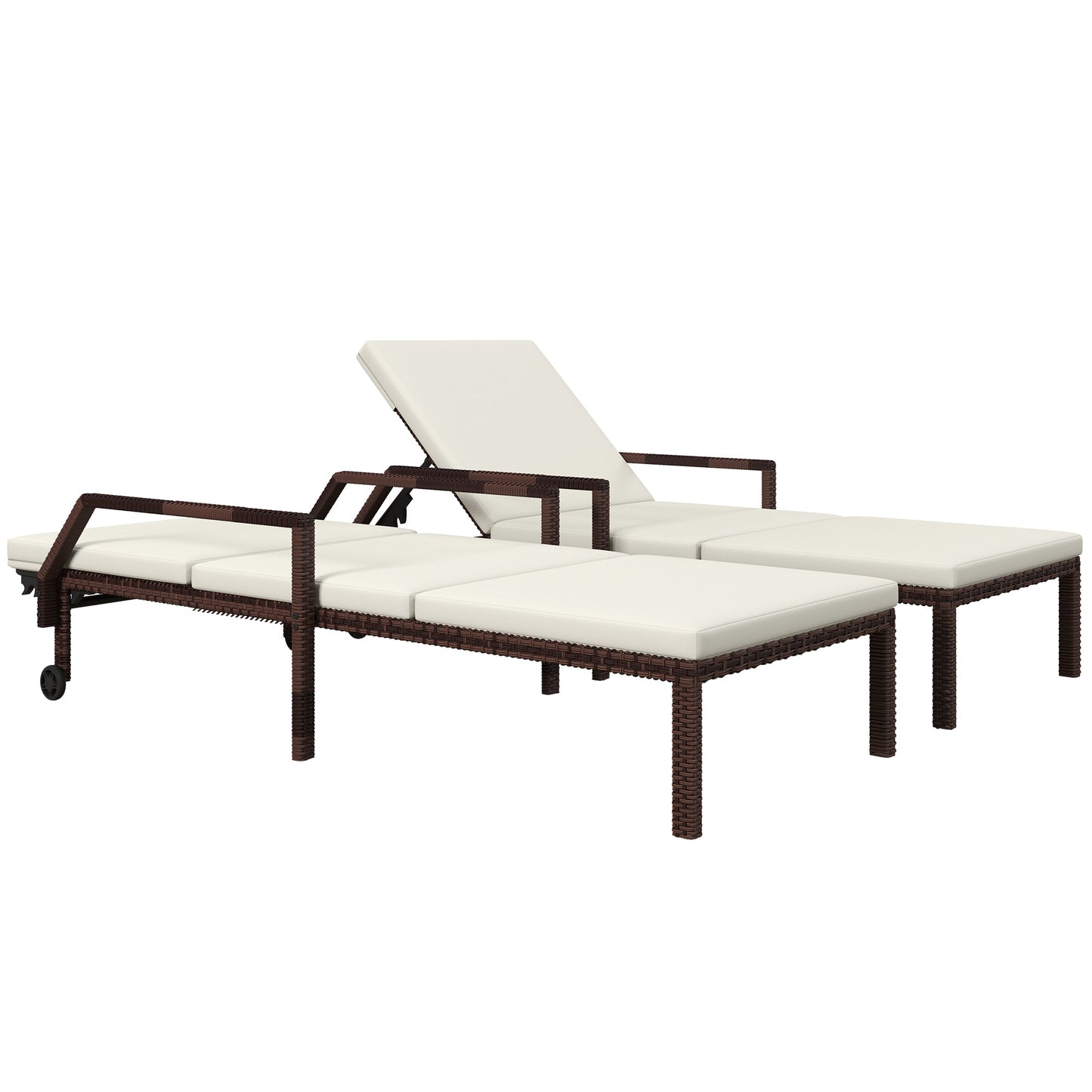 Outdoor PE Rattan Sun Lounger Set of 2 (1)