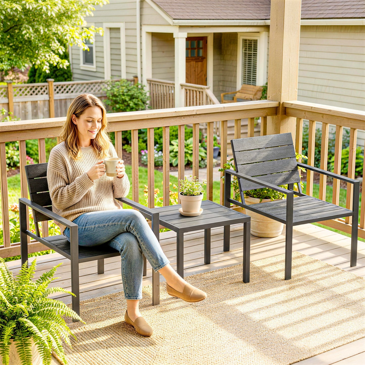 3 Pieces Garden Bistro Set for 2