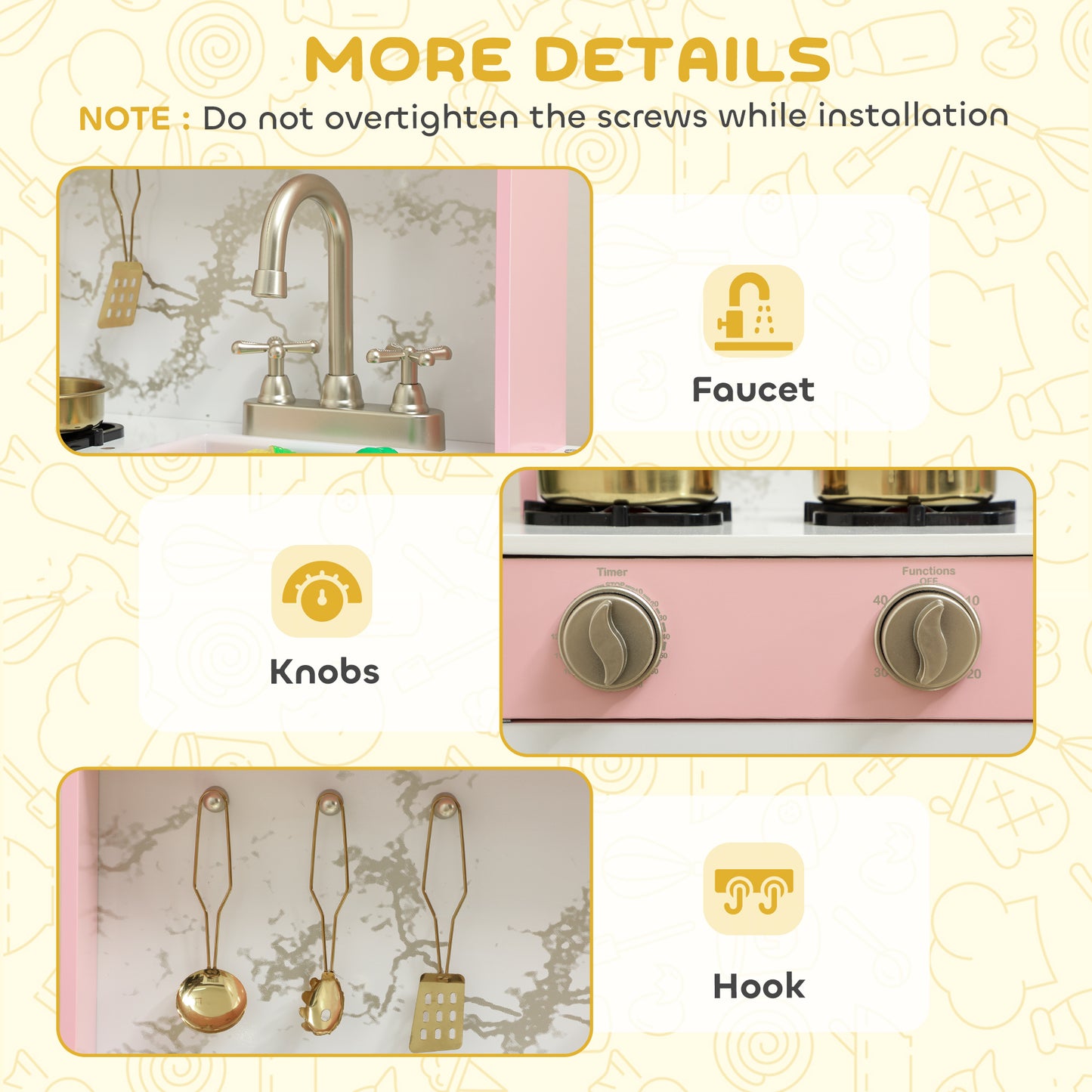 Kitchen Playset with Pretend Play Cooking Accessories