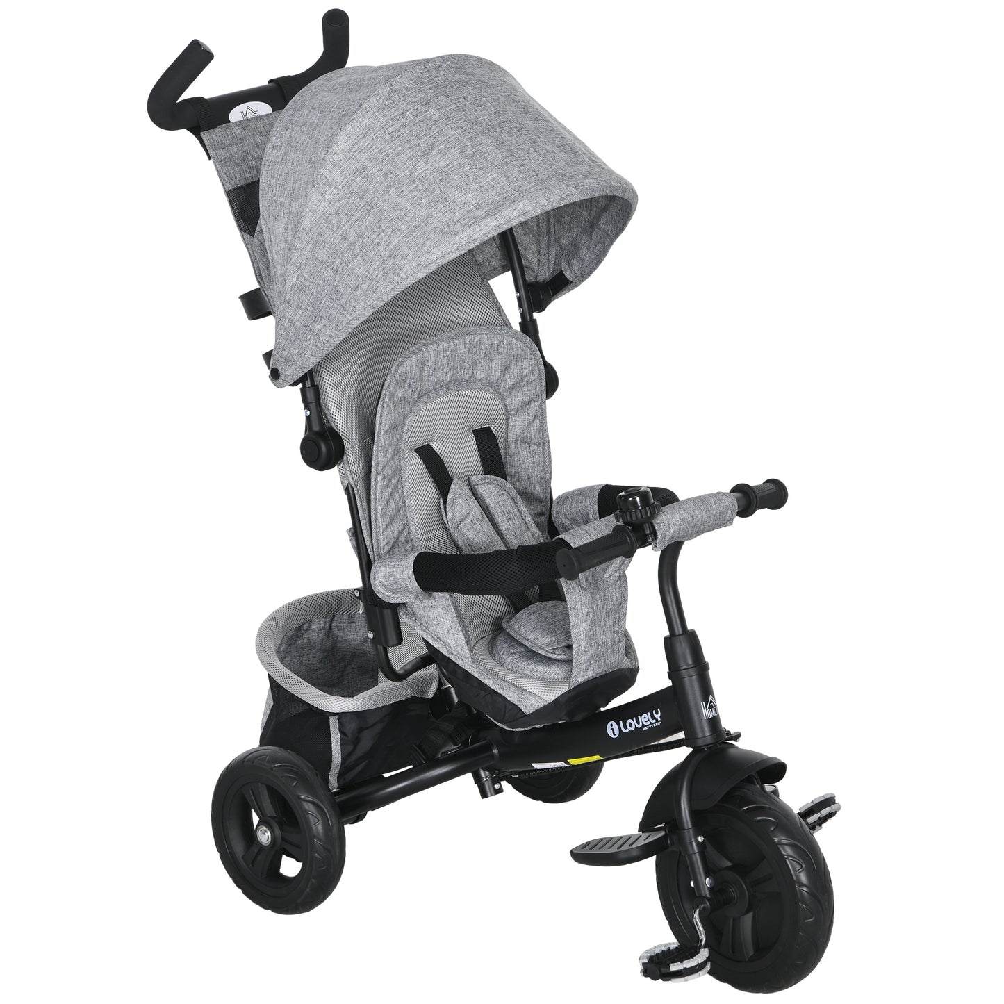 6 in 1 Kids Trike with Parent Handle, Canopy, 5-point Seat Belt (4)