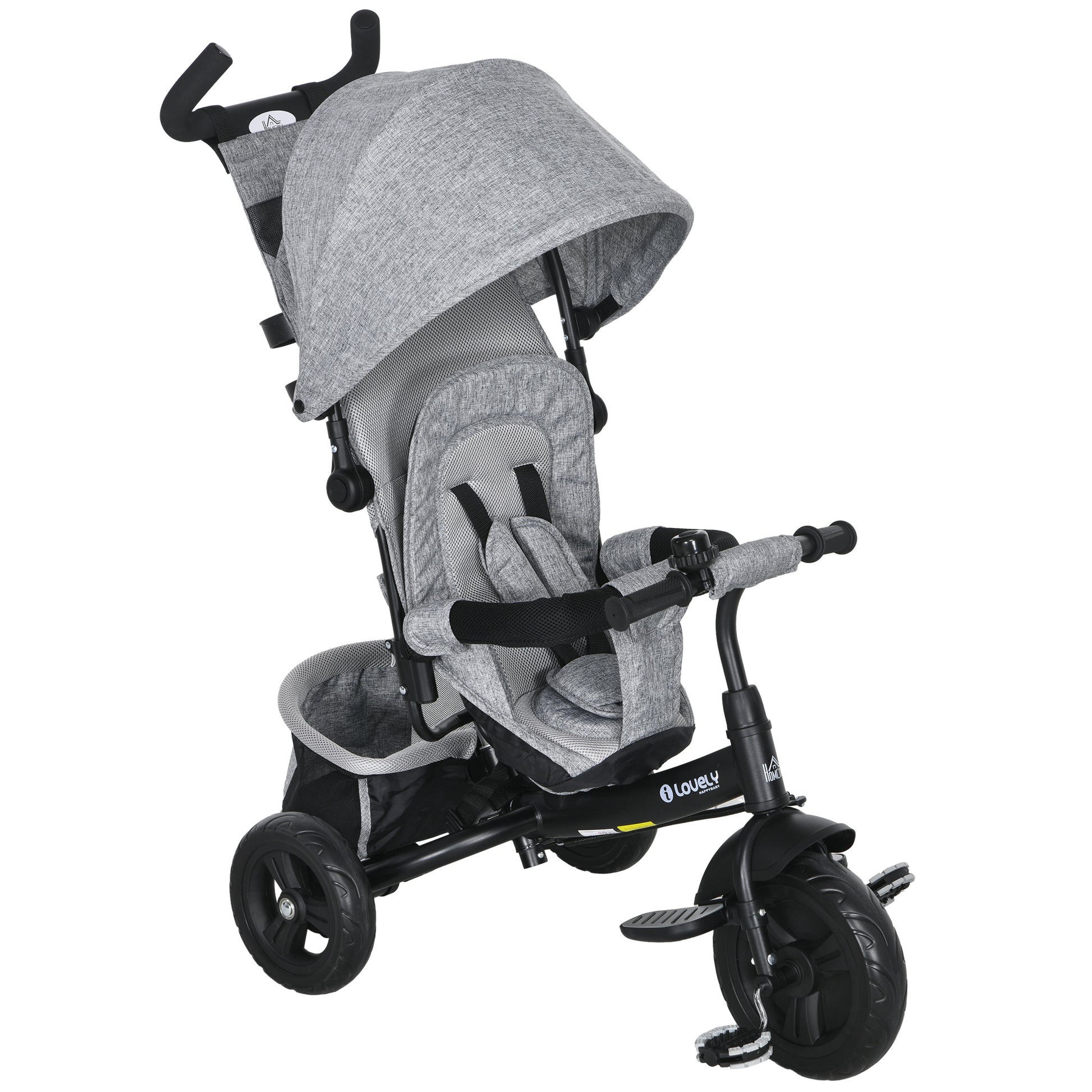 6 in 1 Kids Trike with Parent Handle, Canopy, 5-point Seat Belt (4)