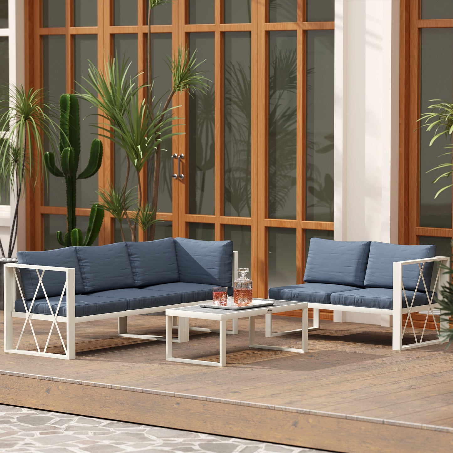 Four-Piece L Shaped Garden Furniture Set