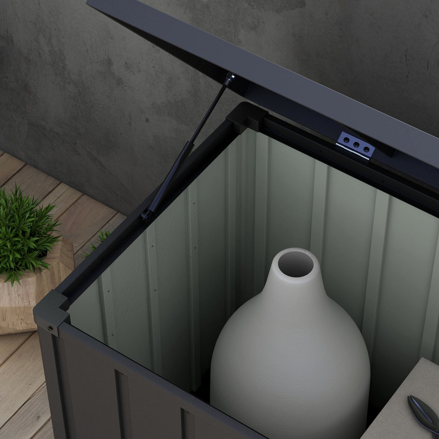 450L Galvanised Steel Garden Storage Box, with Wheels