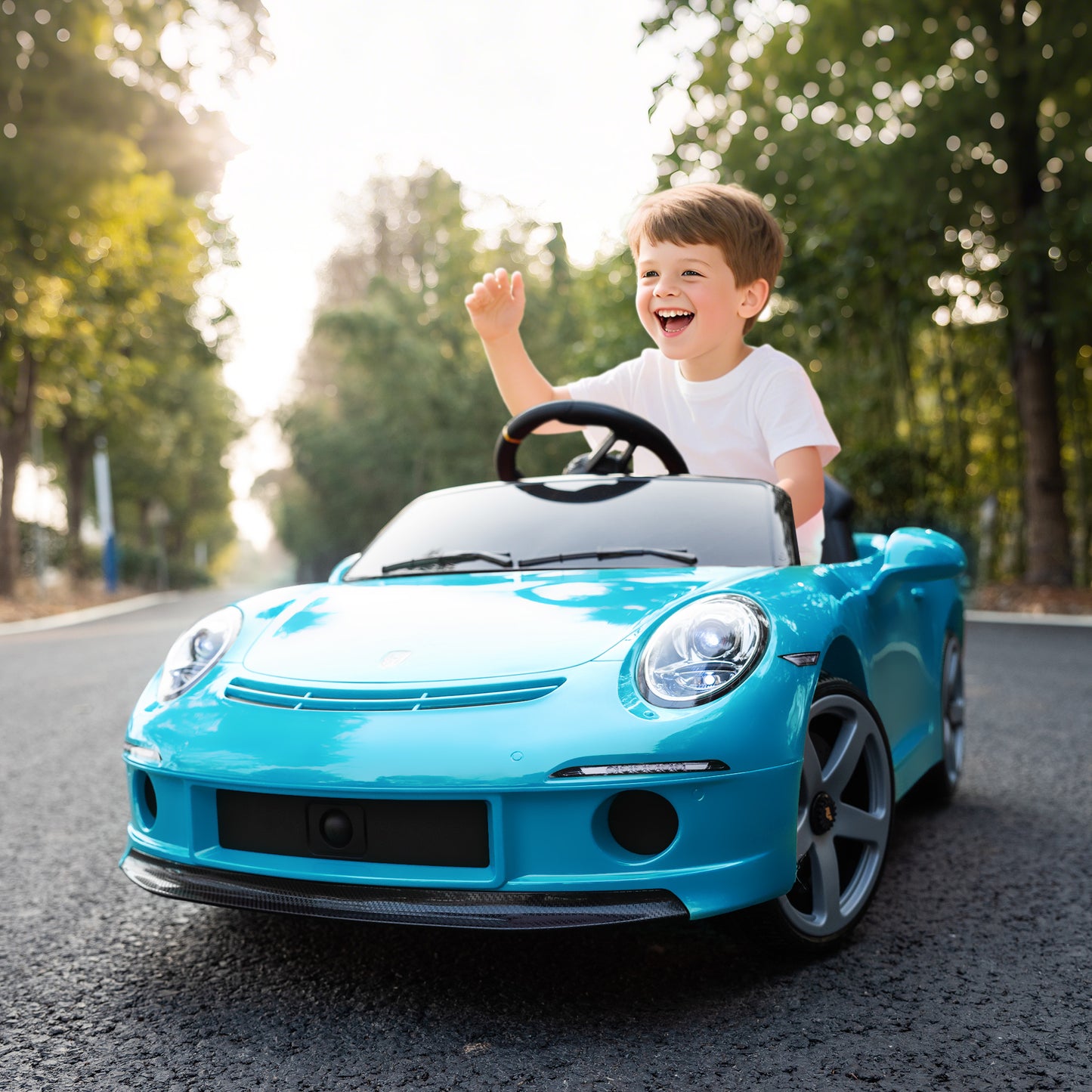 Kids Electric Car, 12V Licensed RUF GT Ride on Car with Suspension
