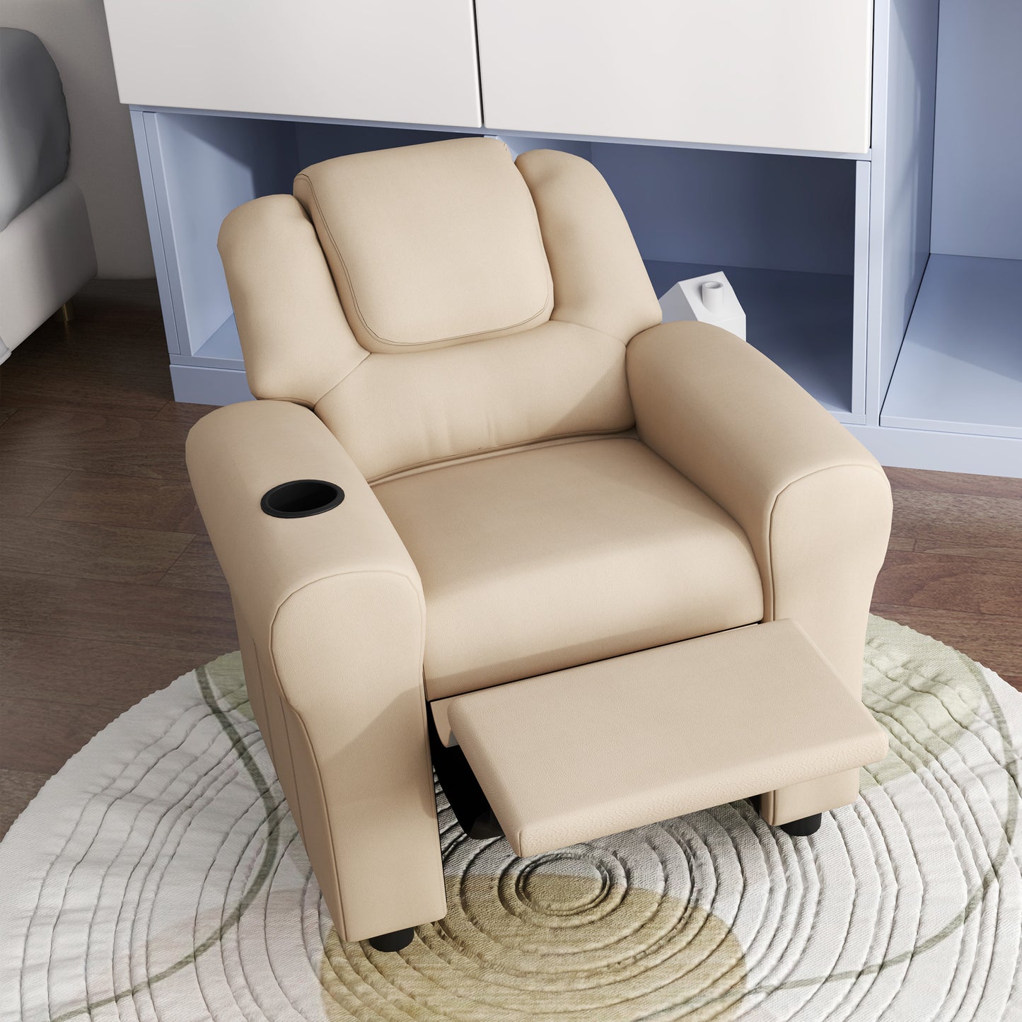 Kids Recliner Chair, PU Leather with Adjustable Backrest, Footrest