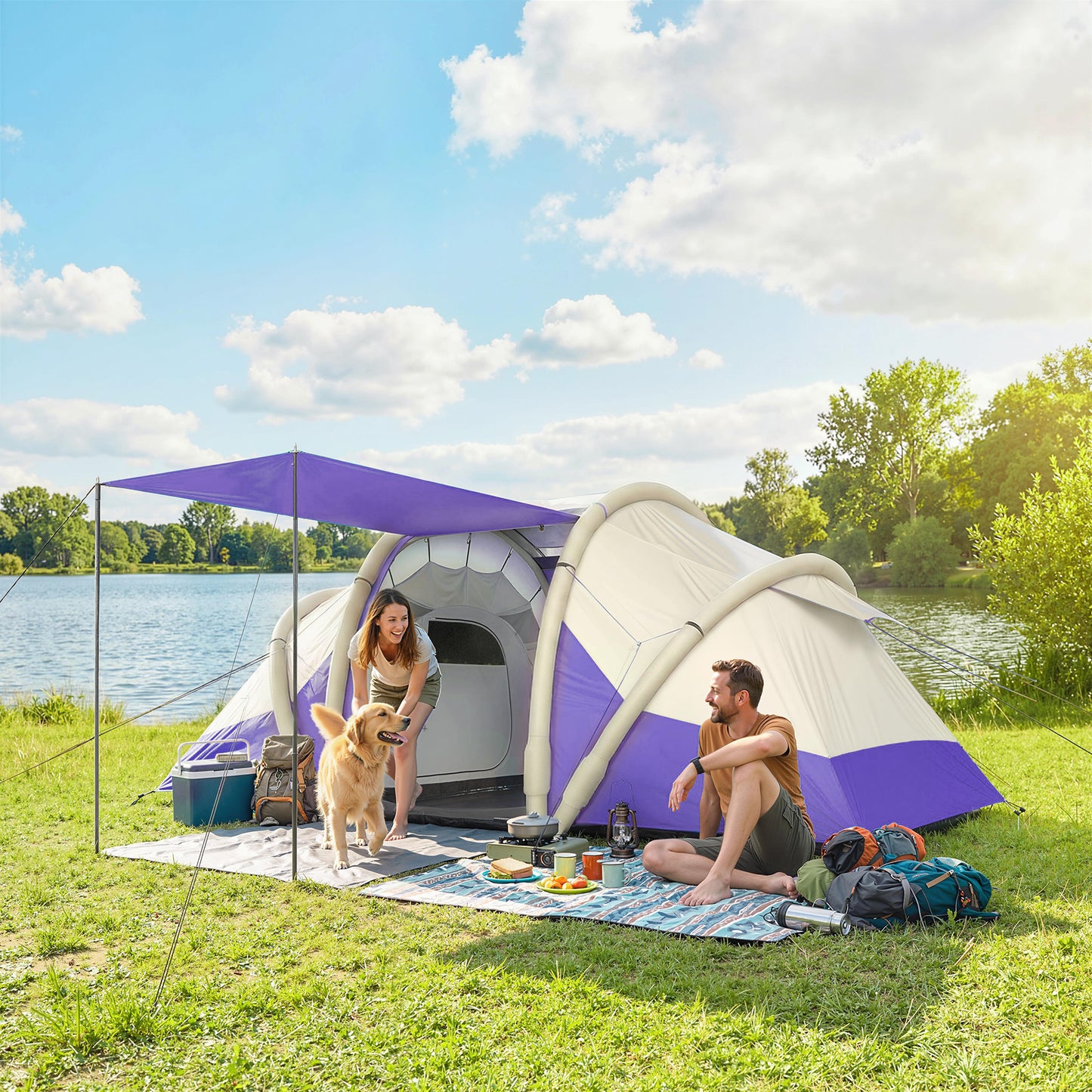Inflatable Tent 2 Bedroom 3000mm Waterproof Windproof Air Tent