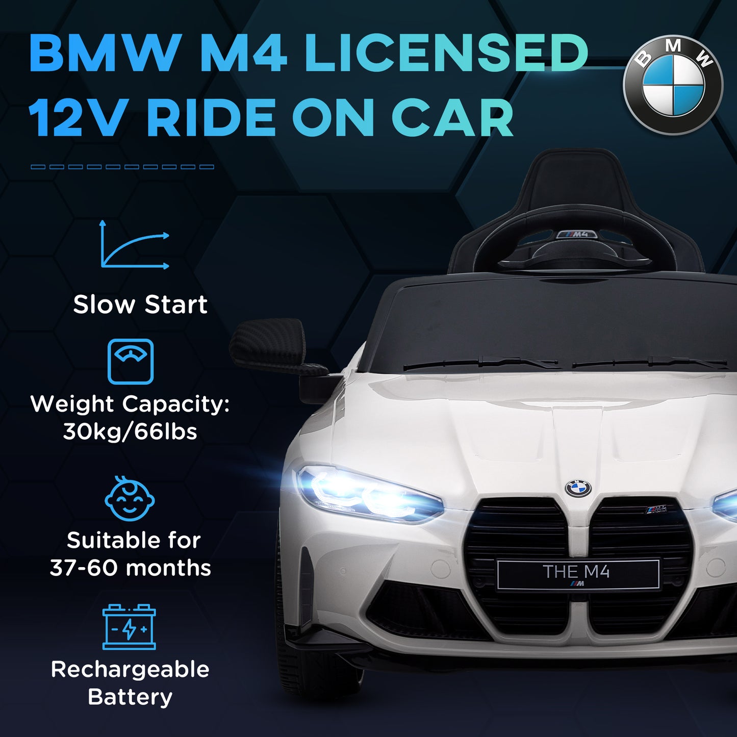 12V BMW Licensed Kids Car, with Easy Transport, Remote Control