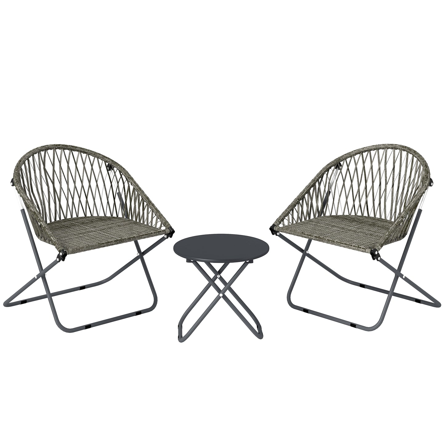 Patio Bistro Set, Folding Patio Furniture Set with 2 Chairs and Table