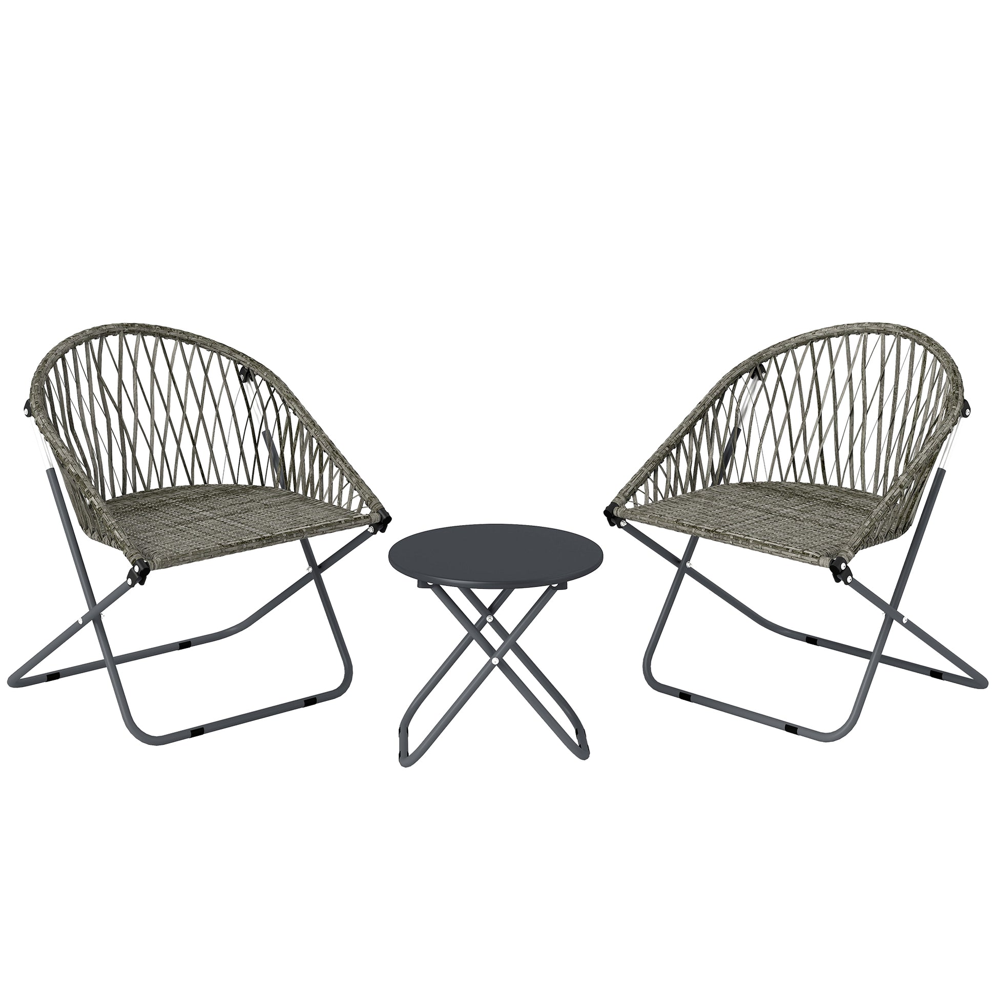 Patio Bistro Set, Folding Patio Furniture Set with 2 Chairs and Table