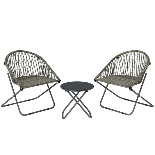 Patio Bistro Set, Folding Patio Furniture Set with 2 Chairs and Table