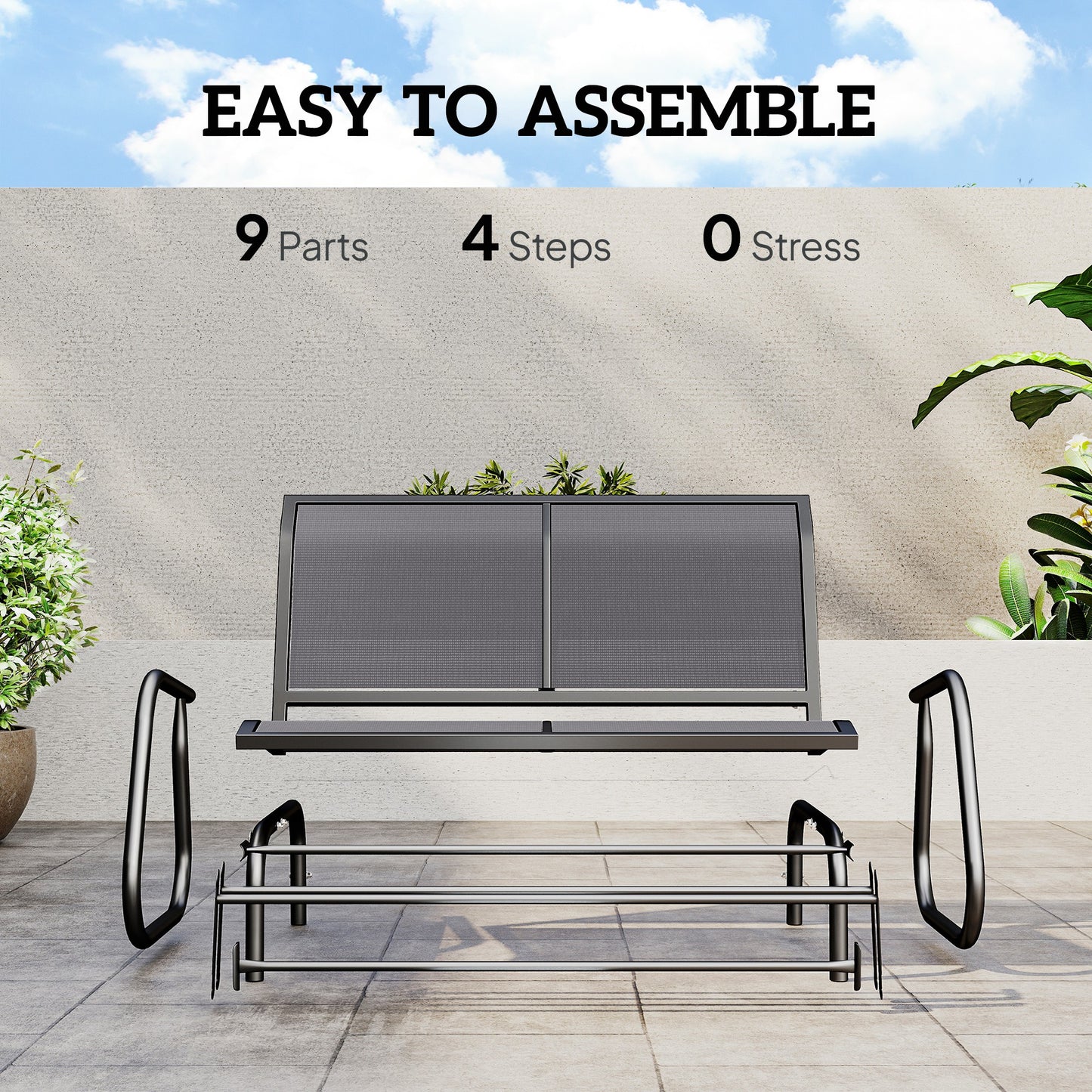 2-Person Outdoor Glider Bench Patio Double Swing Gliding Chair