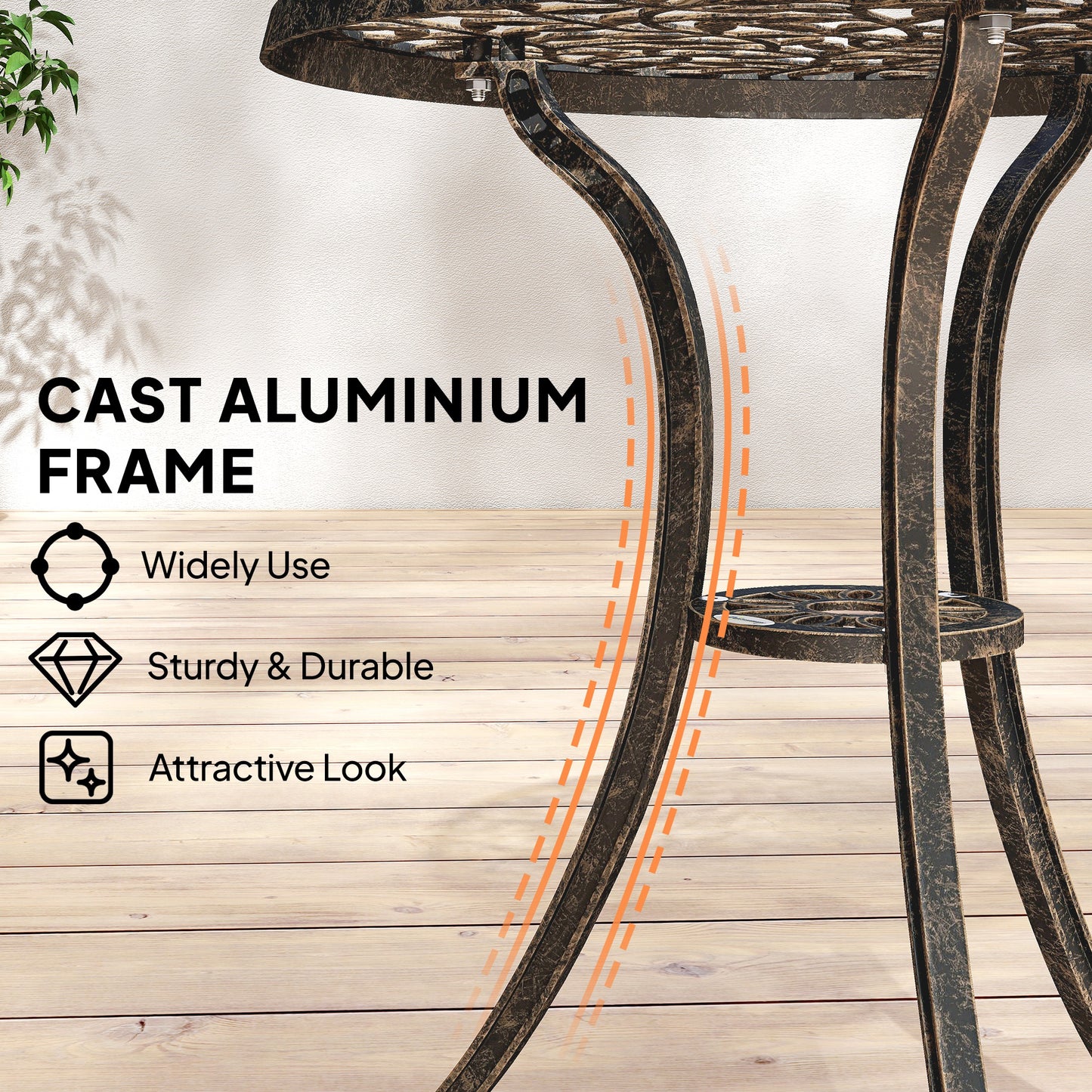 3 Pcs Aluminium Bistro Set Garden Furniture Dining Table Chairs (1)