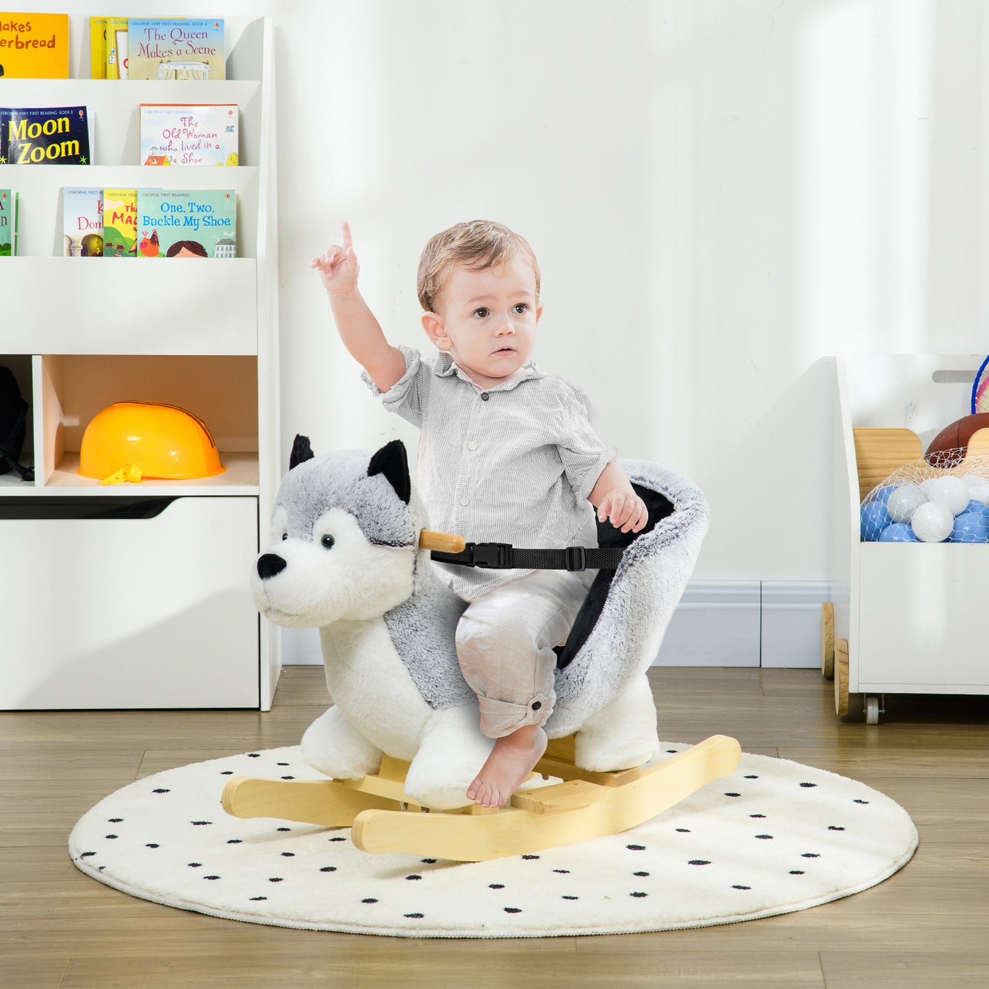 Baby Rocking Horse, Husky-Designed Plush Rocking Animal, with Sounds