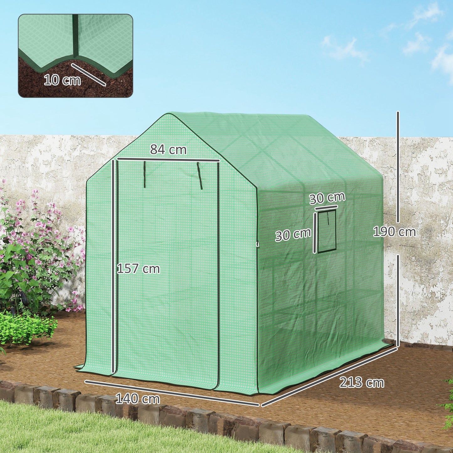Walk-in Greenhouse with 3 Tier 12 Shelves