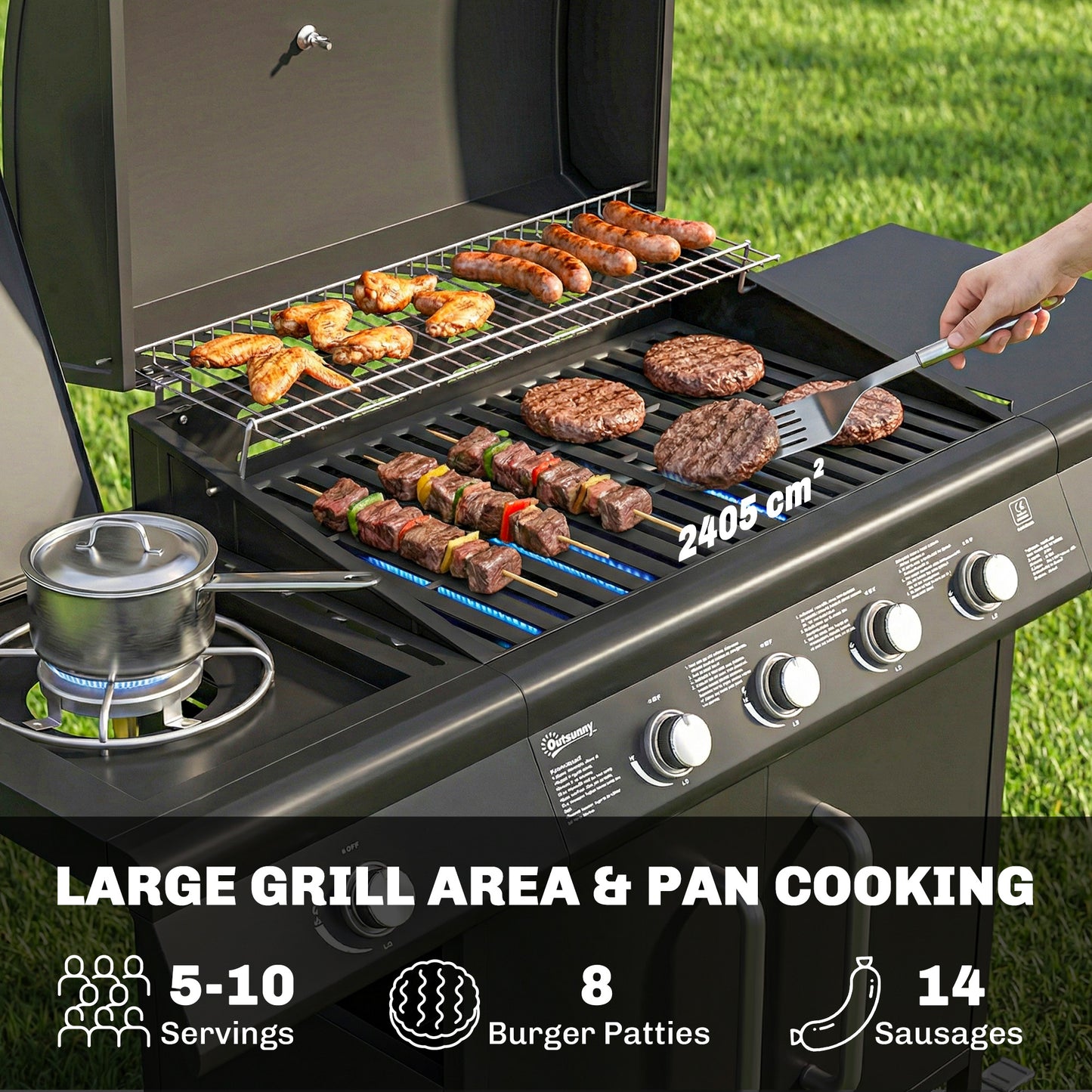 4+1 Burner Gas BBQ Grill with Storage Cabinet