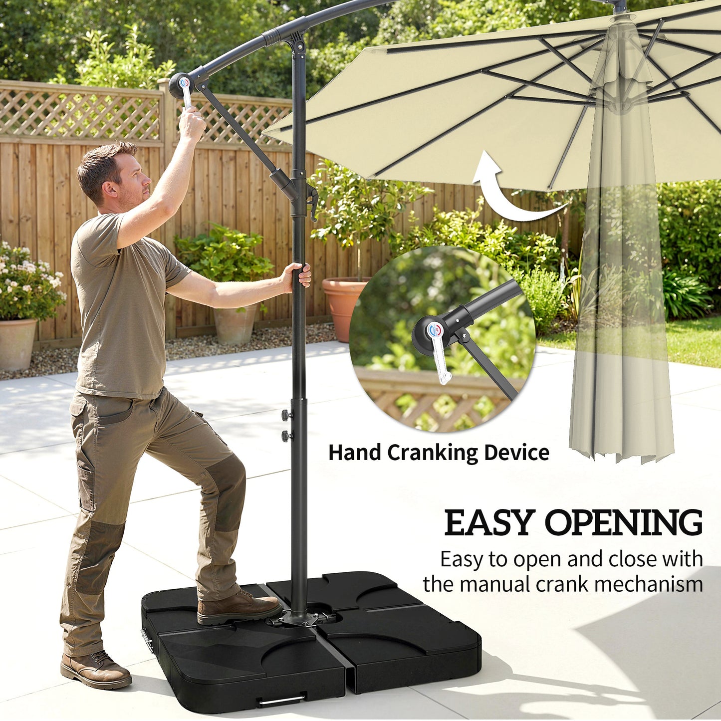 3m Overhanging Parasol, with Base, Weights and Cover