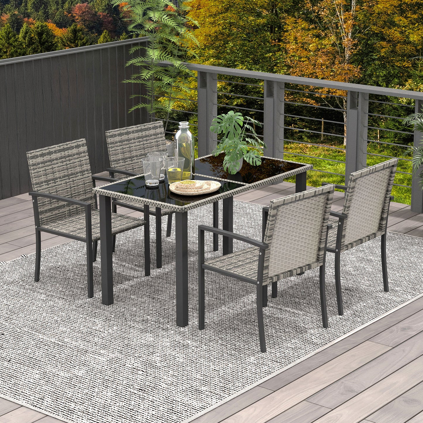 Outdoor Dining Set 5 Pieces Patio Conservatory