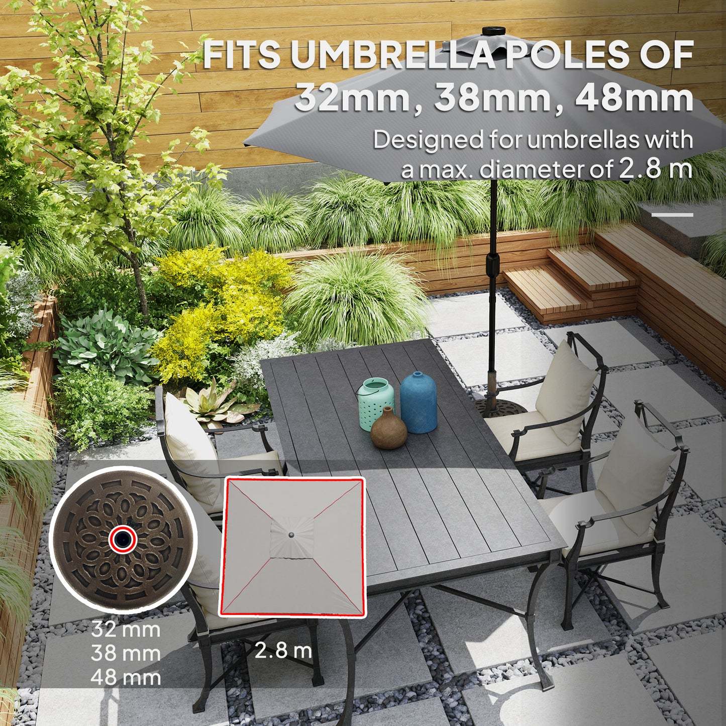 21kg Resin Garden Parasol Base with Wheels, Round Umbrella Stand