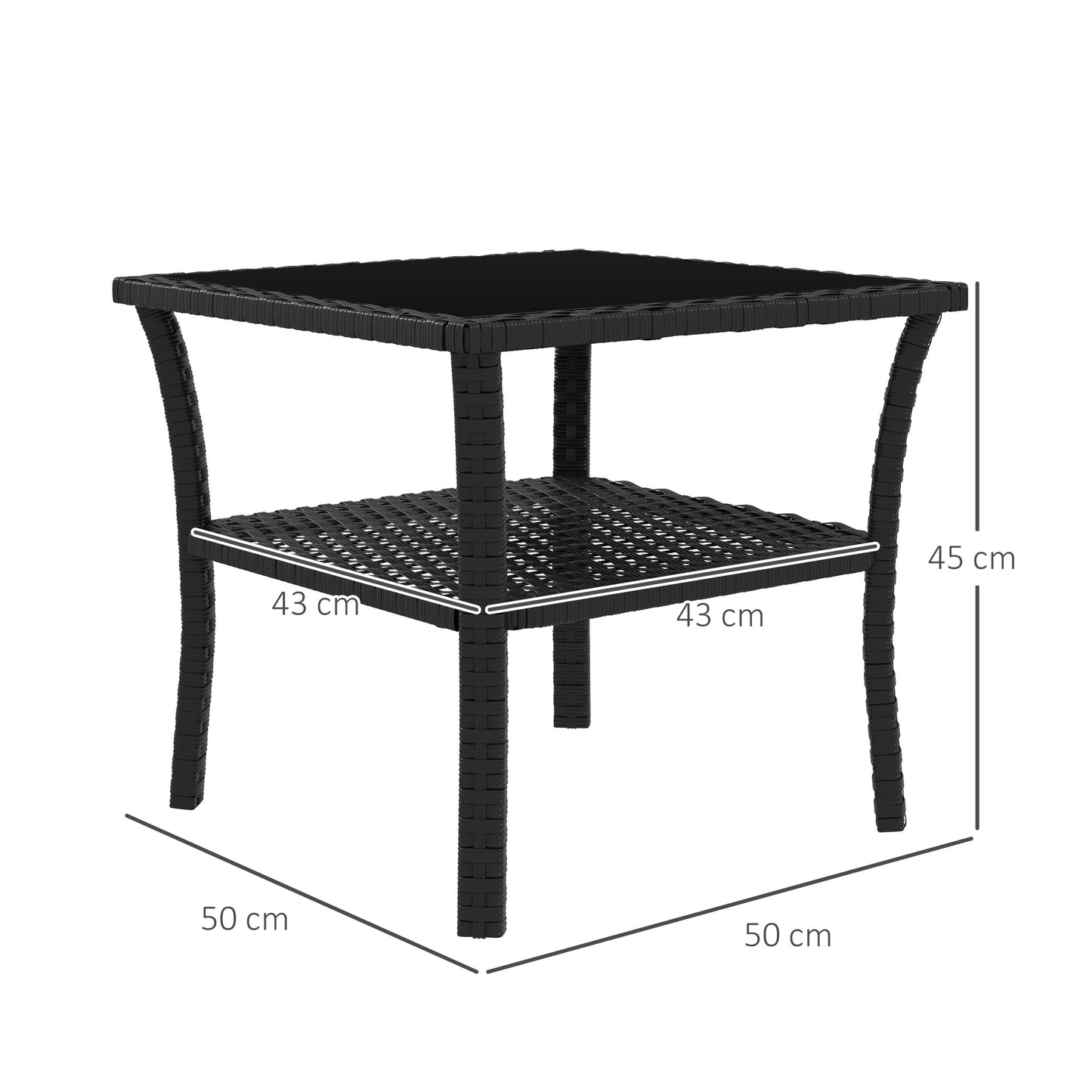Two-tier PE Rattan Square Coffee Table