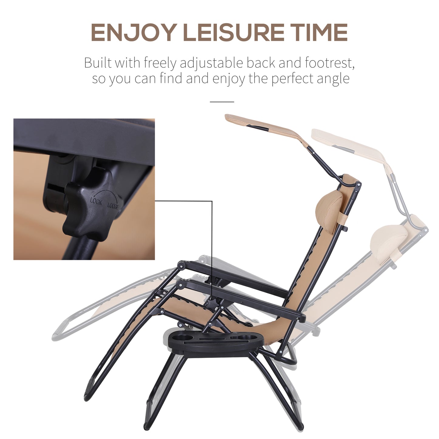 Foldable Reclining Garden Chair with Headrest