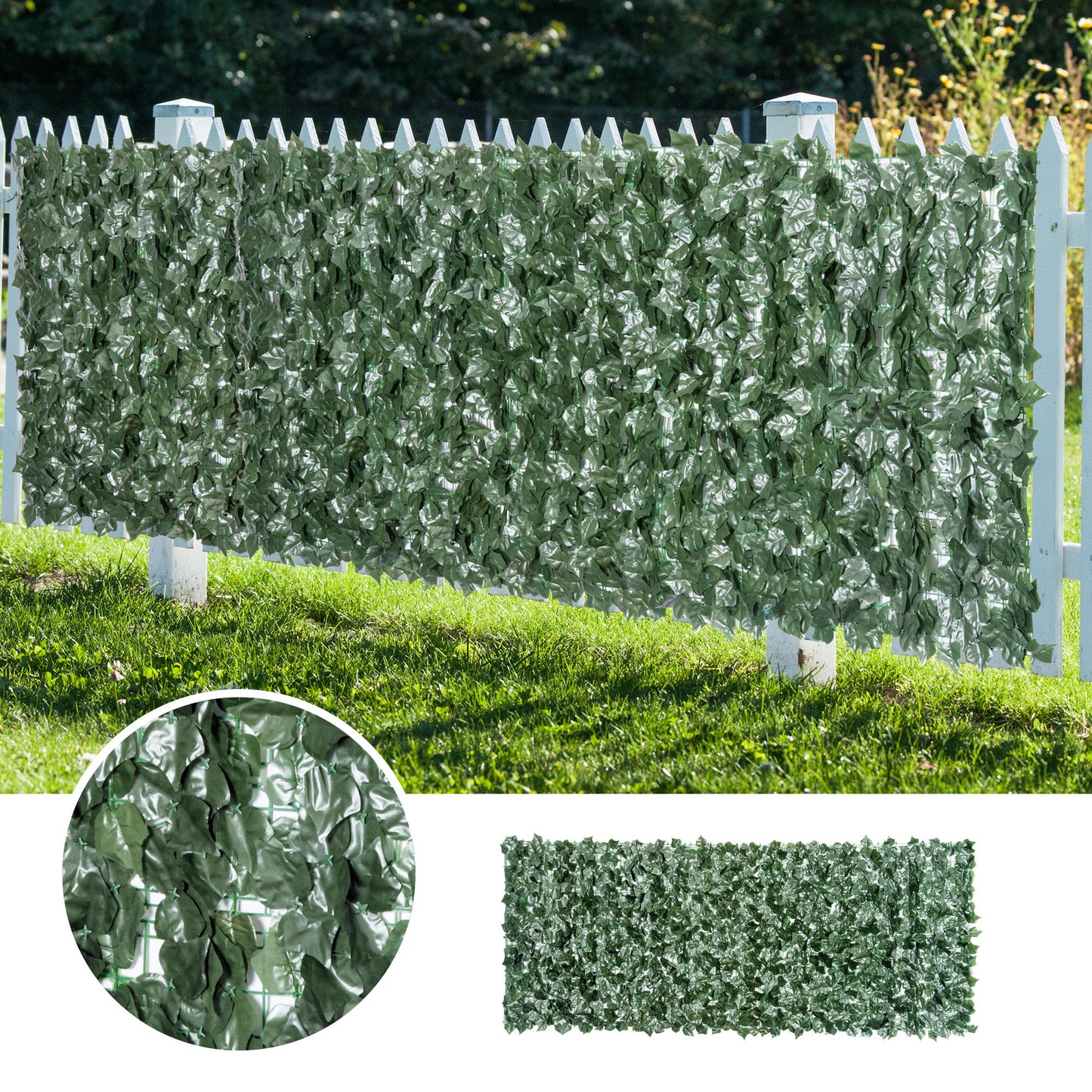 1-Piece Artificial Leaf Hedge Screen Privacy Fence Panel