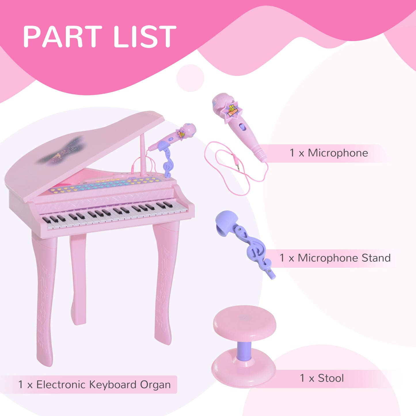 37 Keys Kids Mini Electronic Keyboard Children Grand Piano