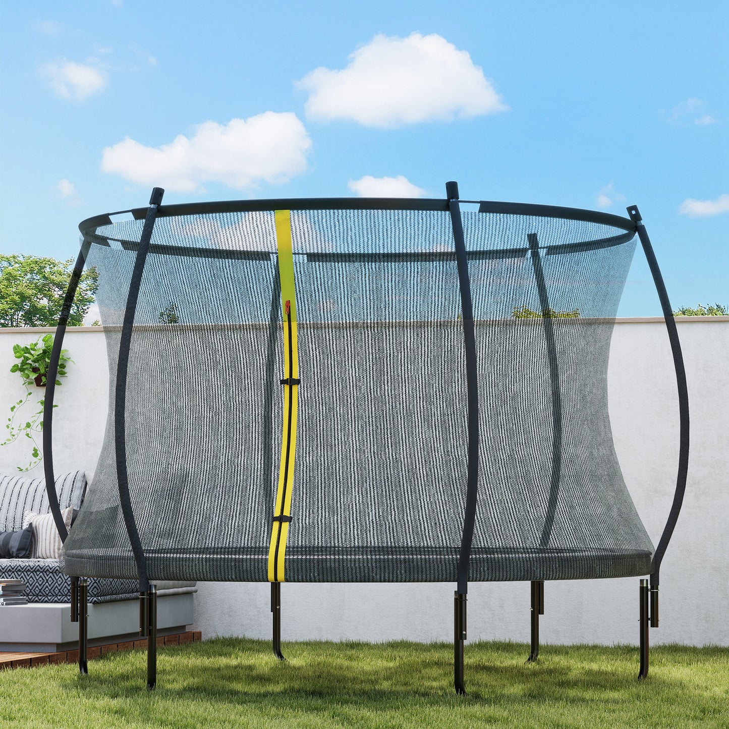 10ft Outdoor Trampoline with Enclosure Net, Spring Cover