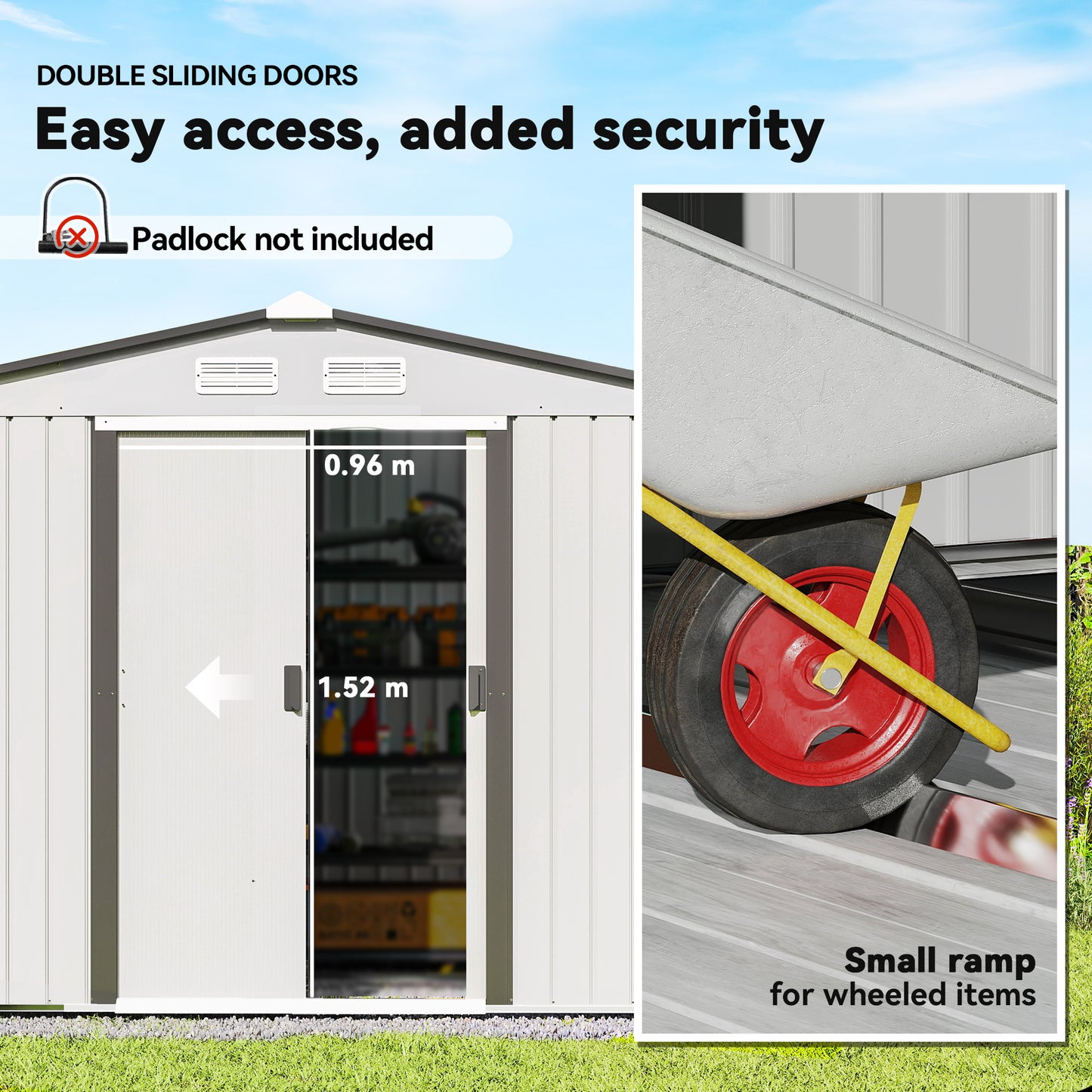 Metal Bike Shed, Mobility Scooter Shed House with Foundation Kit