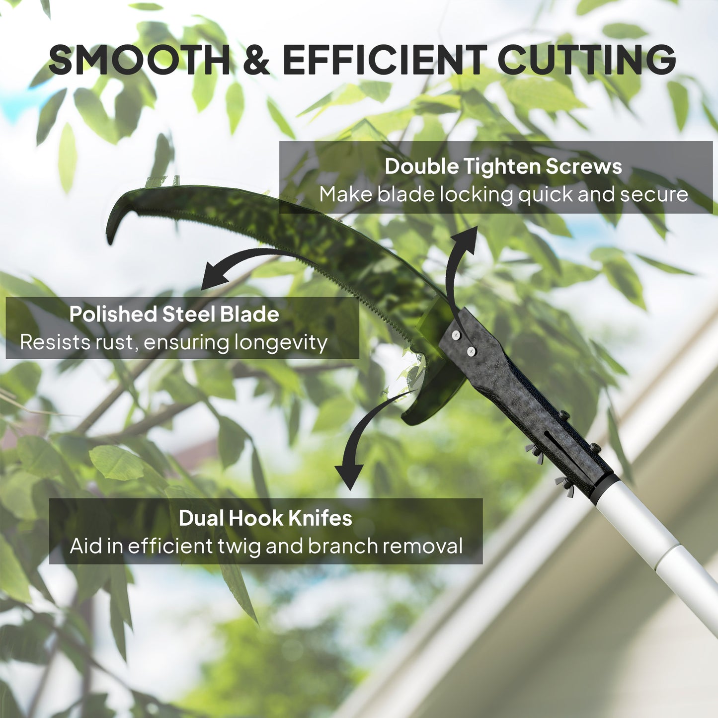 Manual Pole Saw, 1.8-2.9 m Extendable Tree Pruner