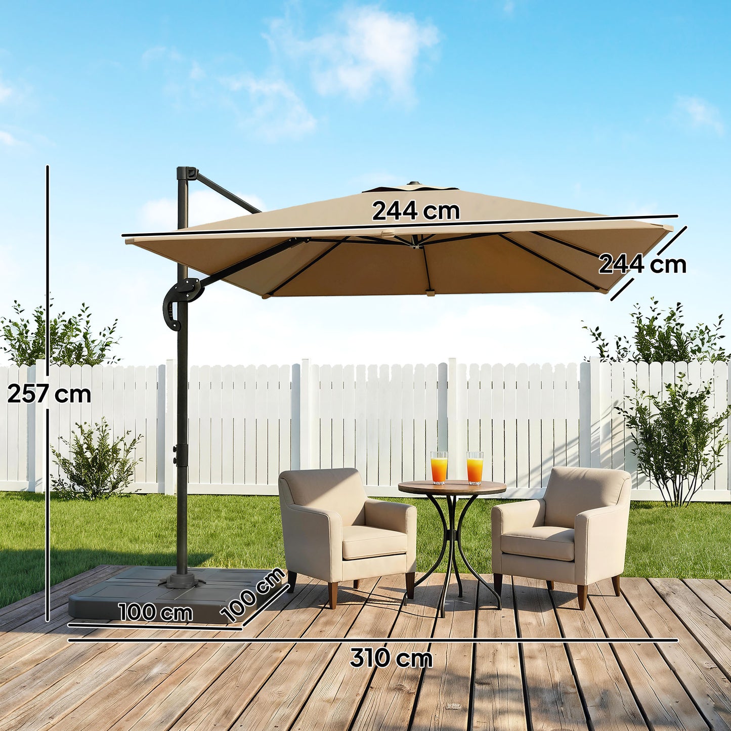 2.4 x 2.4 m Cantilever Parasol with Umbrella Weights