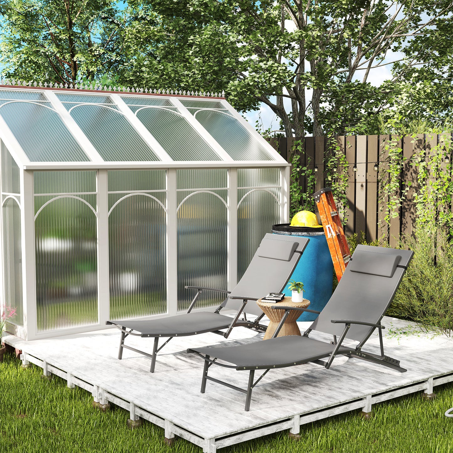 Set of Two Adjustable Back Sun Loungers