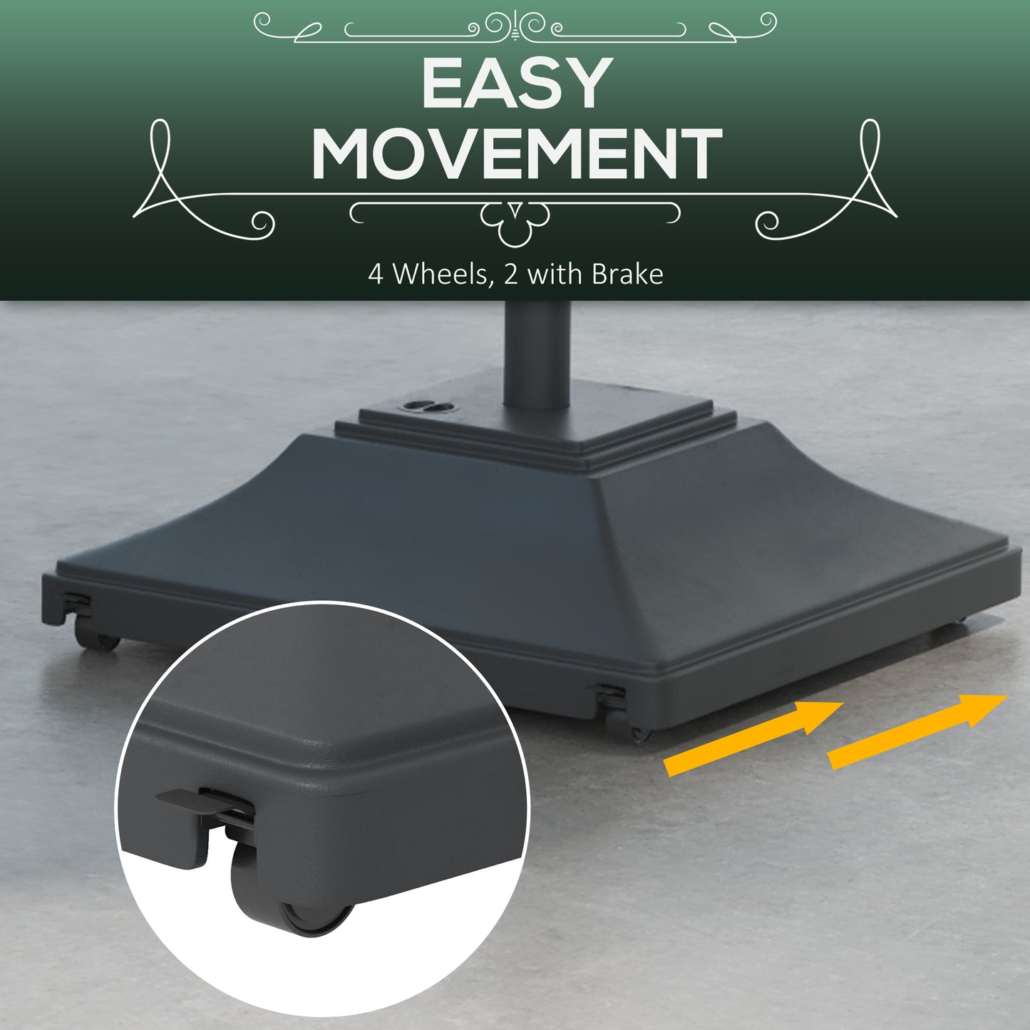60kg Water/Sand Fillable Parasol Base, with Wheels