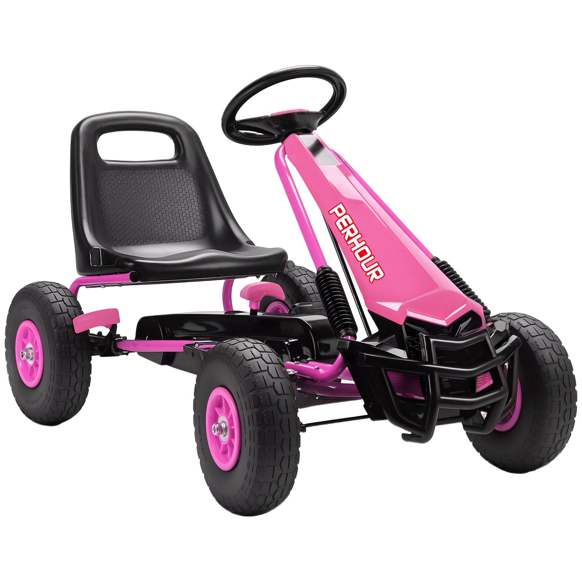 Kids Pedal Go Kart with Adjustable Seat, EVA Tyres, Manual Clutch