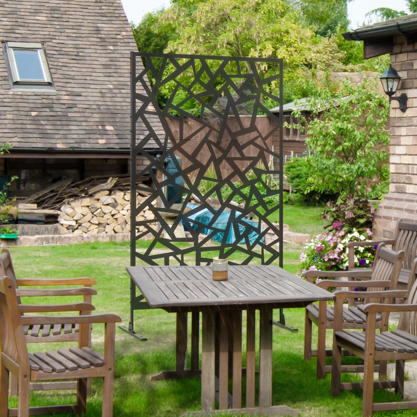 Freestanding Garden Partition Screen Metal Decorative Outdoor