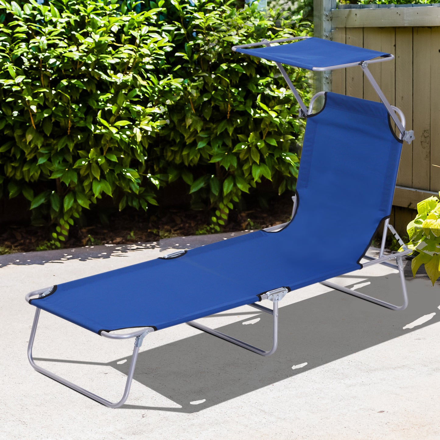 Single Sun Lounger, with Awning and Reclining Back
