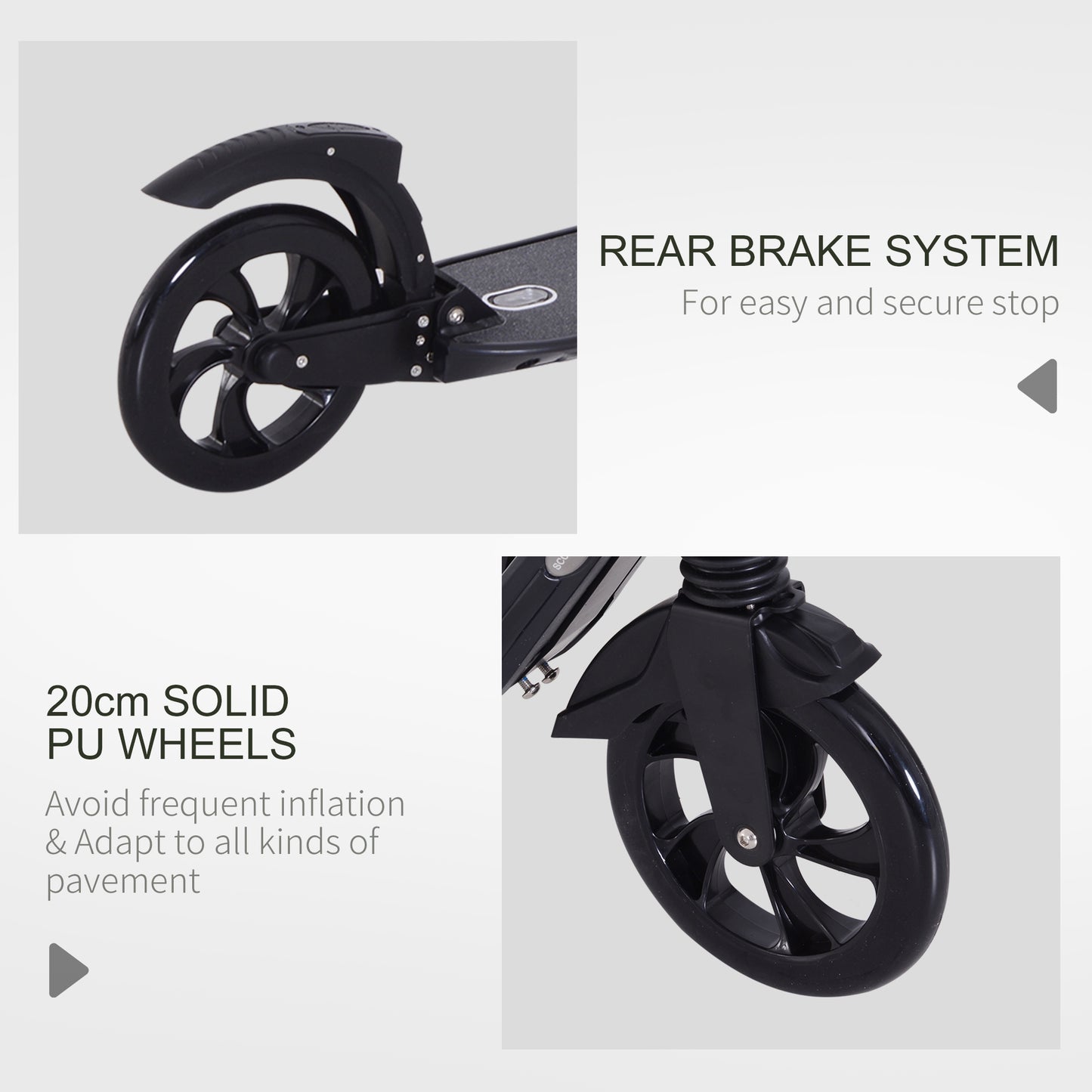 Folding Kick Scooter Hight-Adjustable Urban Scooter w/ Rear Brake