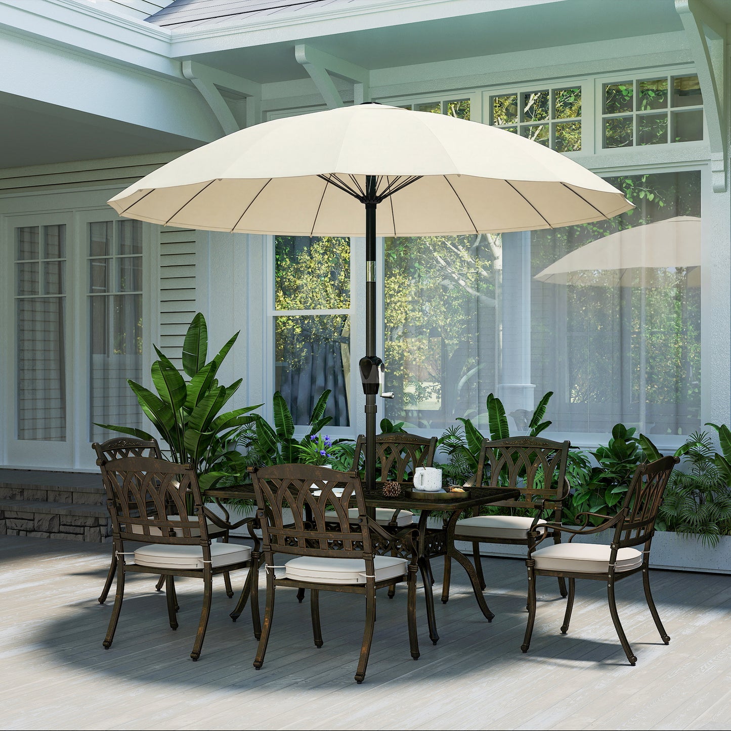 2 m Shanghai Garden Parasol Umbrella with 16 Fibreglass Ribs