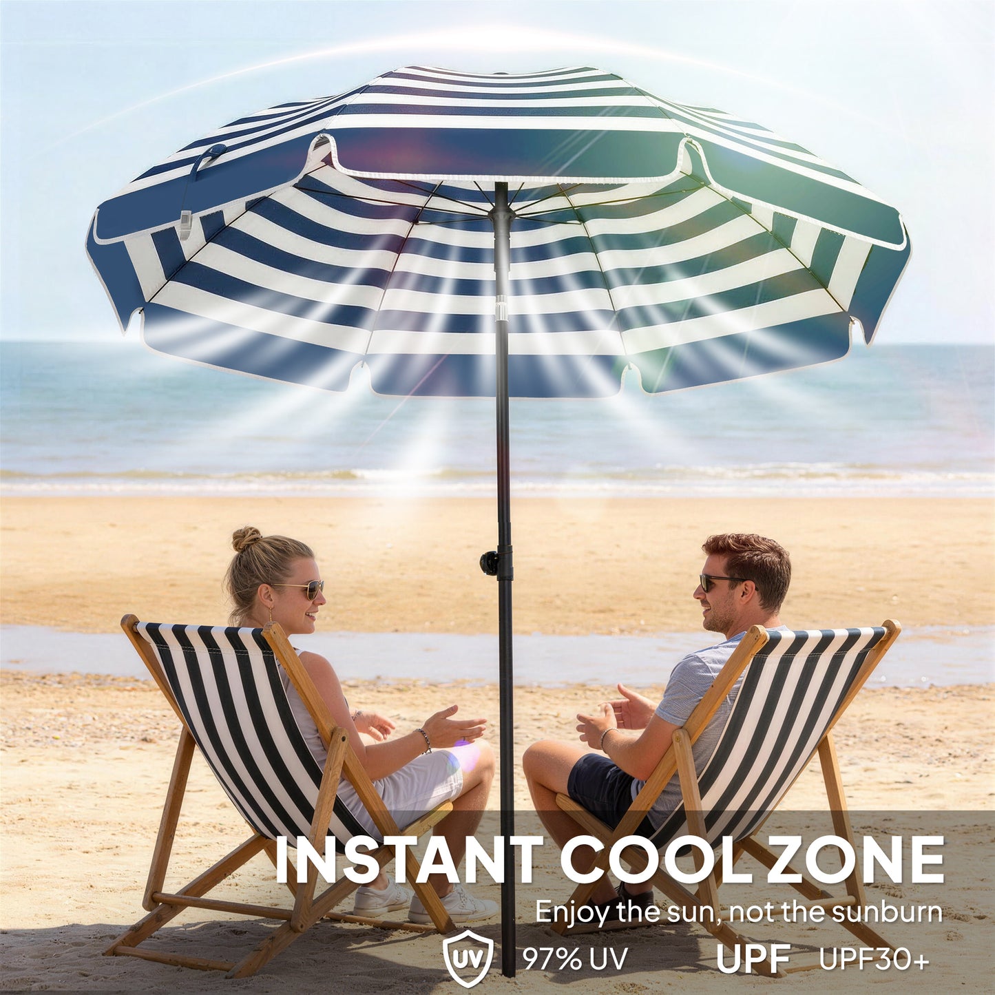 1.8 m Beach Umbrella Parasol with Sand Anchor (3)