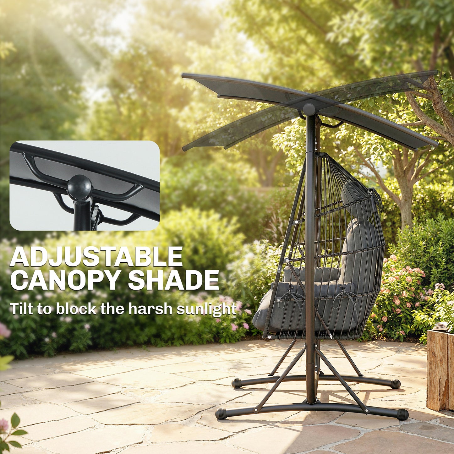Double Hanging Egg Chair with Canopy