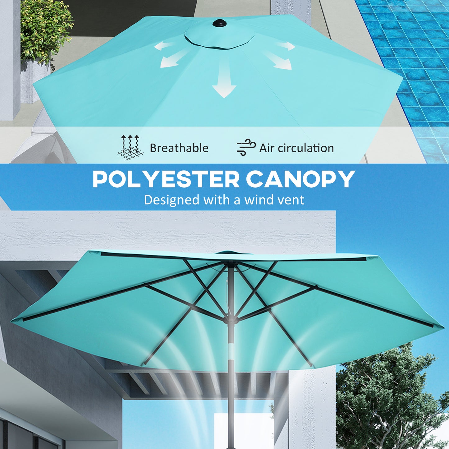 2.6 m Garden Parasol Umbrella with Aluminium Pole