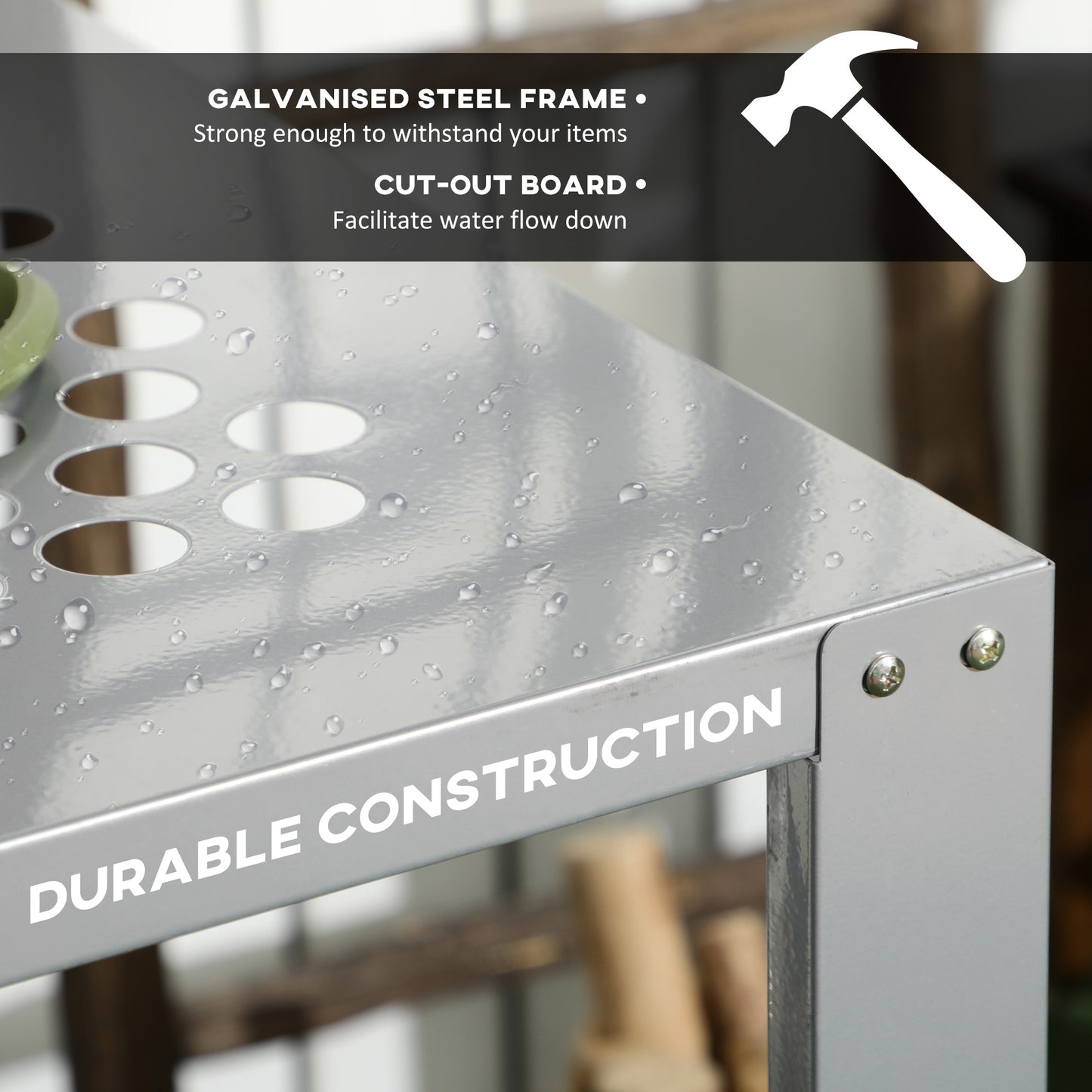 2-Tier Plant Stand, Corner Plant Shelf for Outdoor