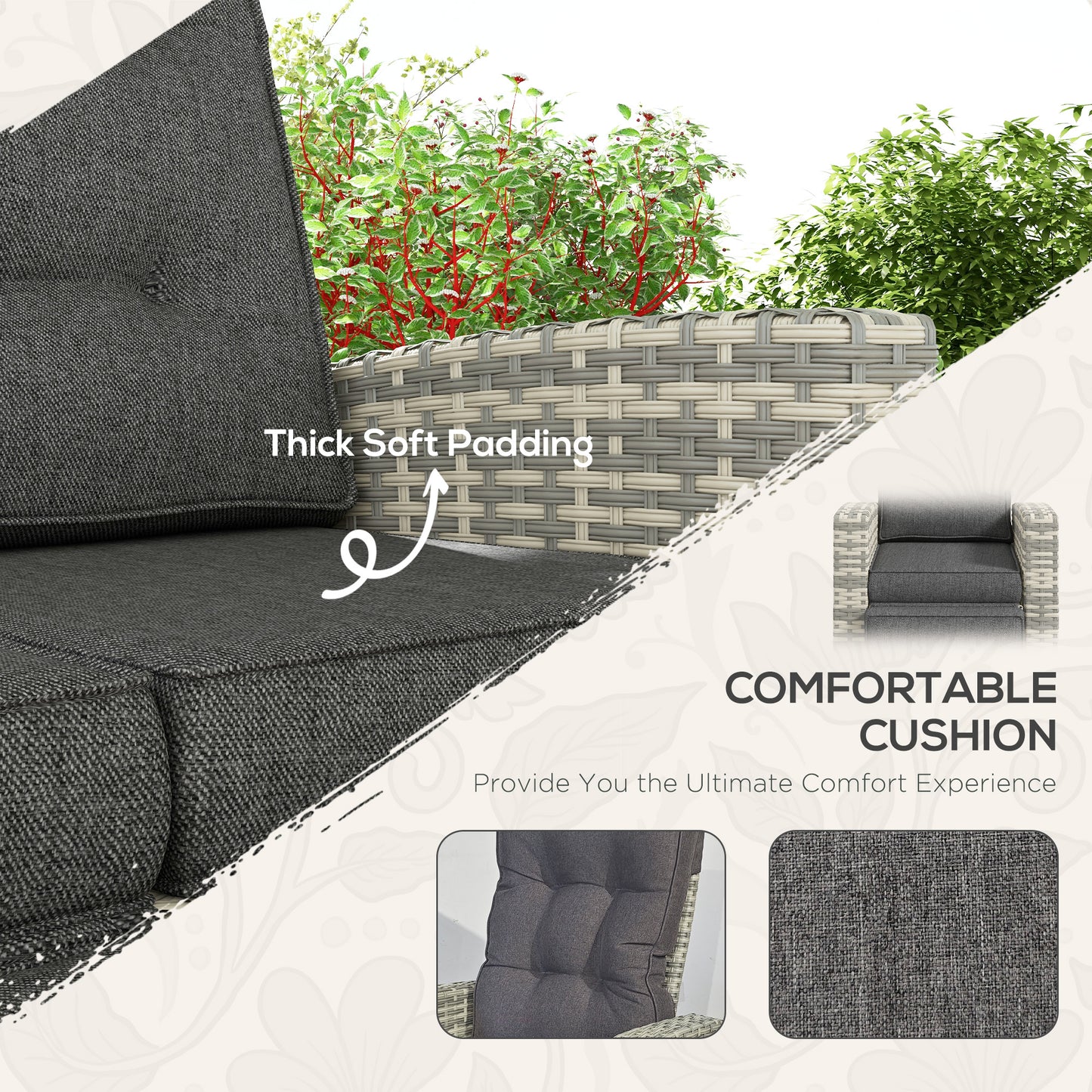 4 Piece Rattan Garden Furniture Set Outdoor Sofa Sectional Set