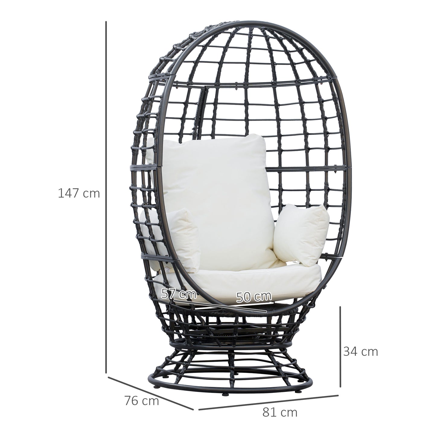 360° Swivel Egg Chair, Garden Rattan Swivel Chair