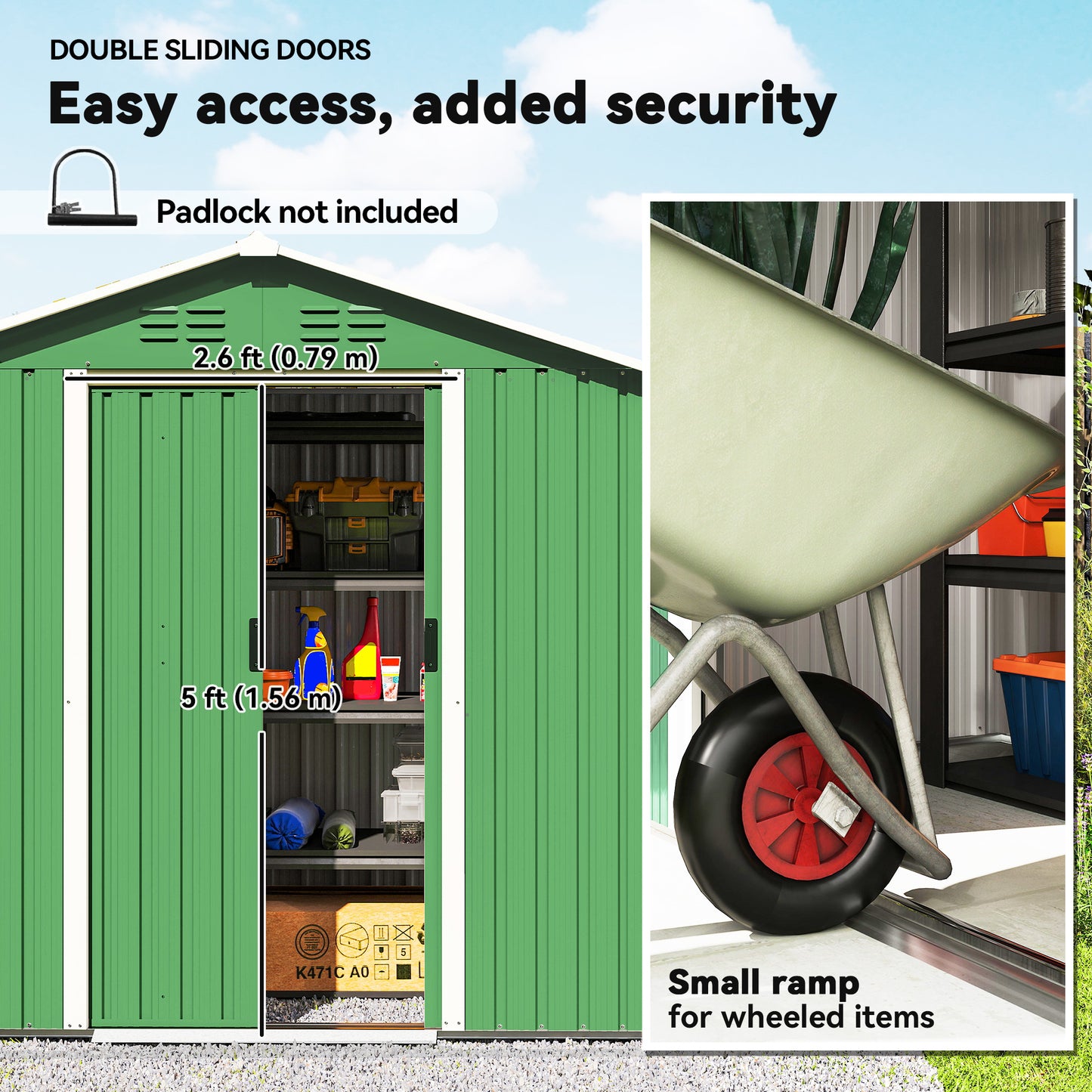 6.5 x 3.5ft Metal Garden Storage Shed