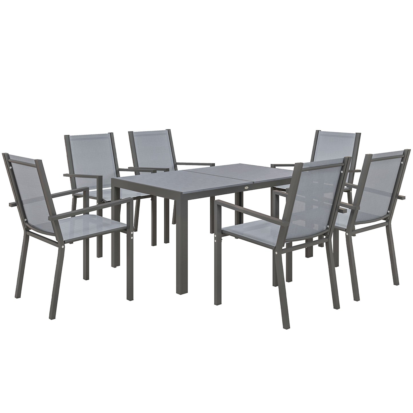 Seven-Piece Garden Dining Set, with Plastic Wood-Top Table