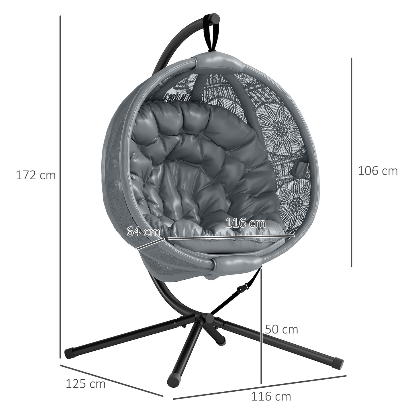 Round Egg Basket Chair, with Steel Stand